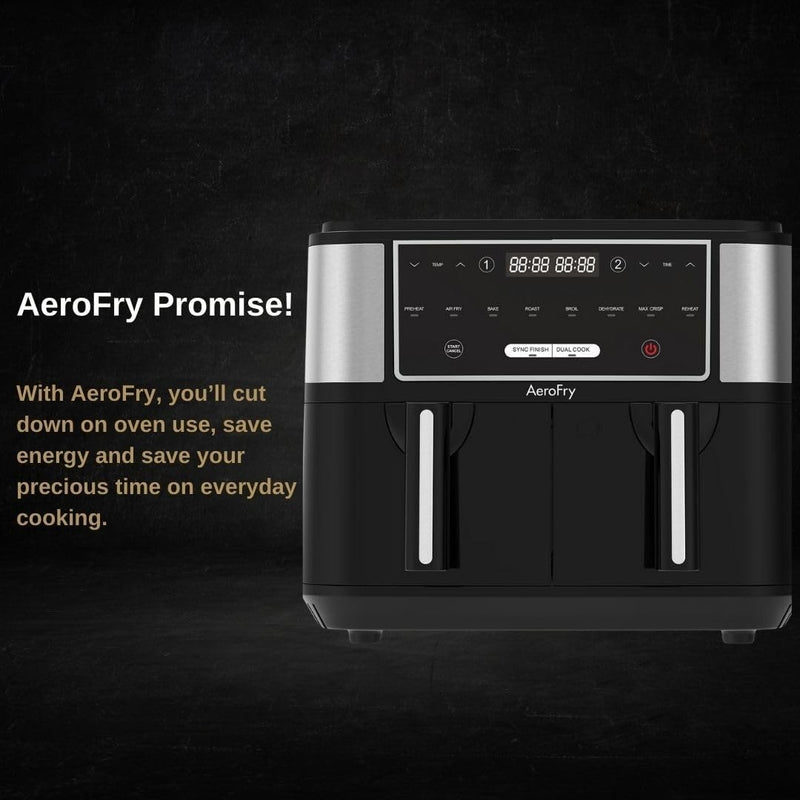 AeroFry Air fryer - 9 Litres, DUAL ZONE Digital Airfryer,Uses No Oil, Max Crisp