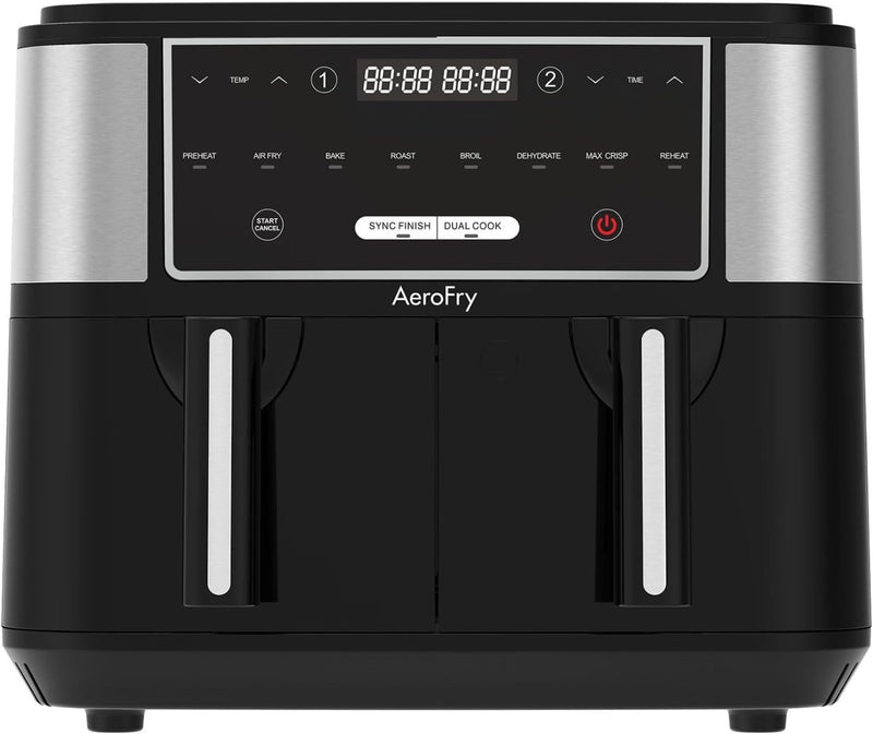 AeroFry Air fryer - 9 Litres, DUAL ZONE Digital Airfryer,Uses No Oil, Max Crisp