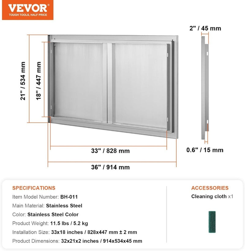 Cabinet Access Door 36W" x 21H" Outdoor Kitchen