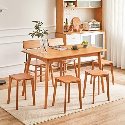 Square Wooden Stools Stacking 4pcs