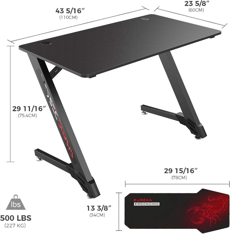 Z Shaped Black Computer Gaming Desk