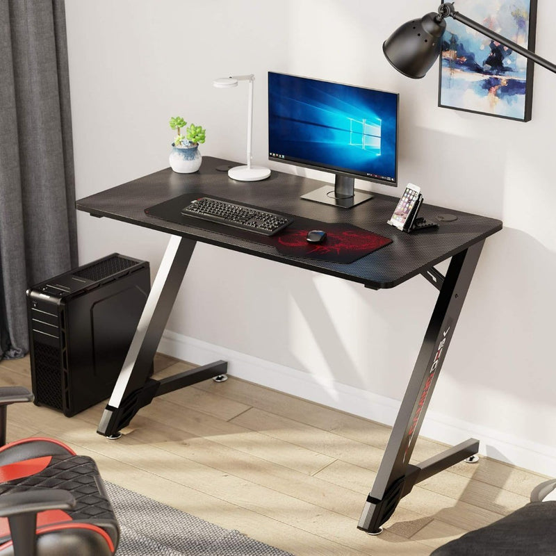 Z Shaped Black Computer Gaming Desk