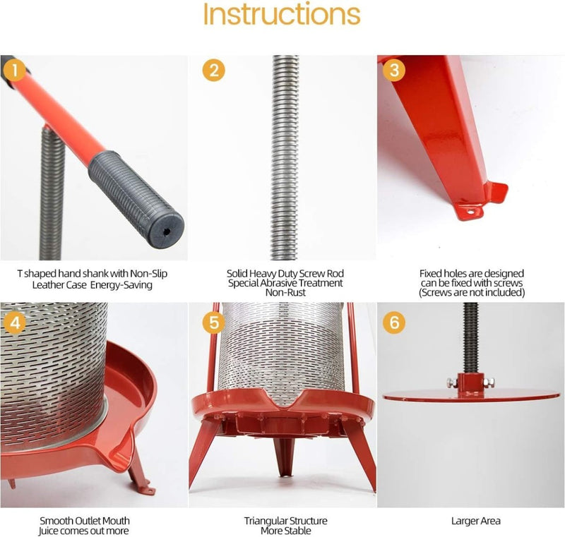 Fruit Press with T-Handle for Homemade Juice