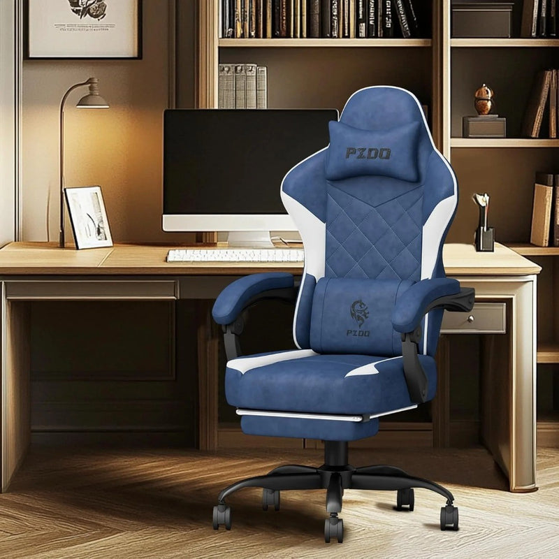 Blue Gaming Chair Memory Foam with Lumbar Support