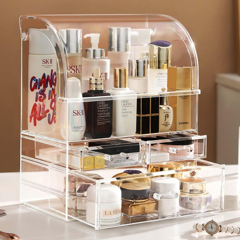 Makeup Organiser Storage, X-Large Acrylic Clear Cosmetics Storage Display Case