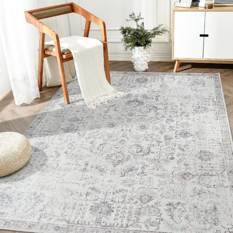 Area Rug Grey Floral 270 x 365 cm Chenille