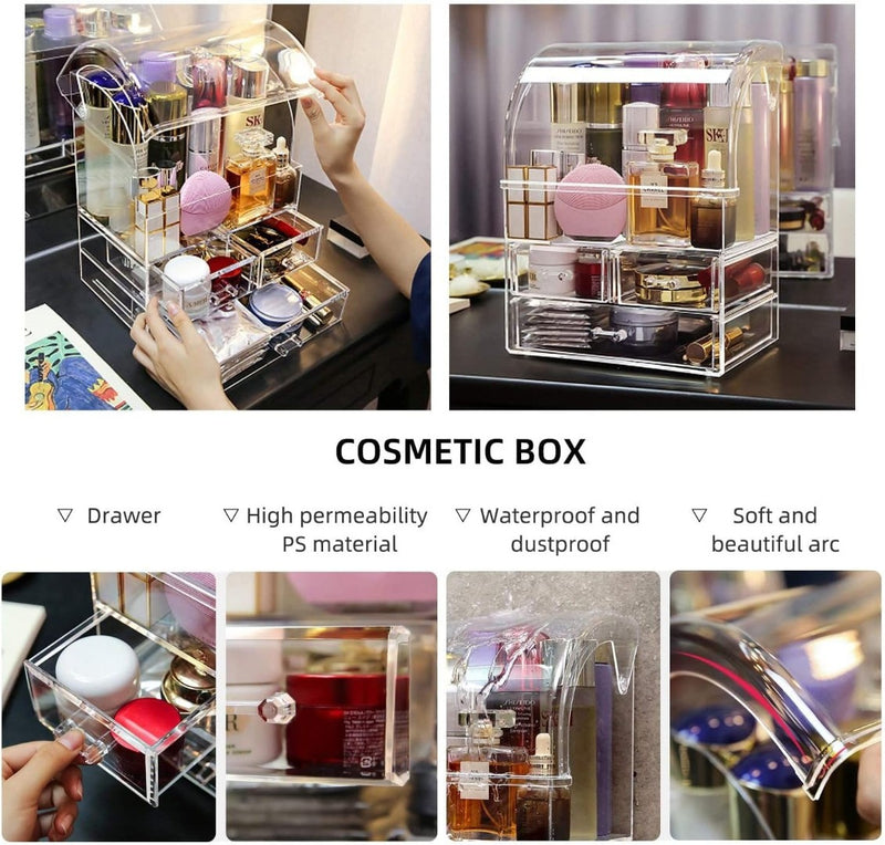 Makeup Organiser Storage, X-Large Acrylic Clear Cosmetics Storage Display Case