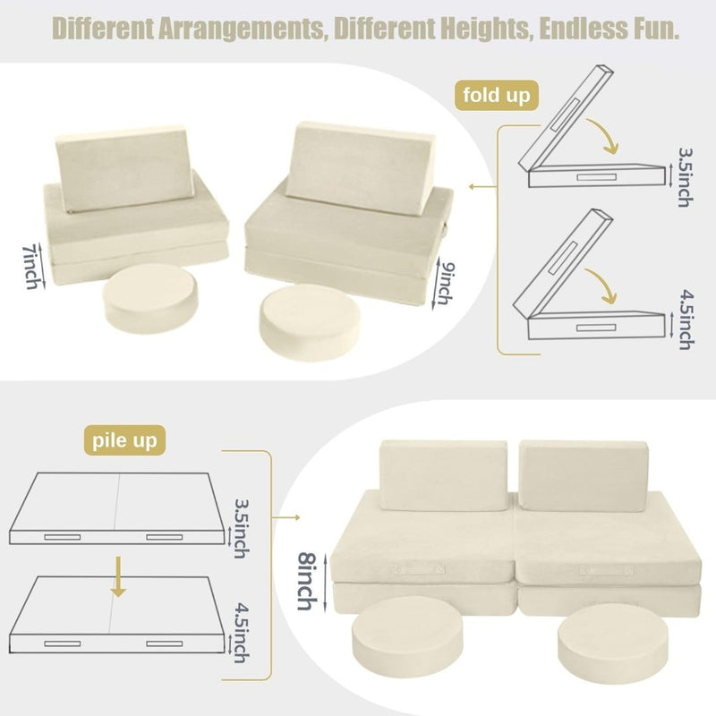 Couch Play Set 8-Piece Fold Out Convertible