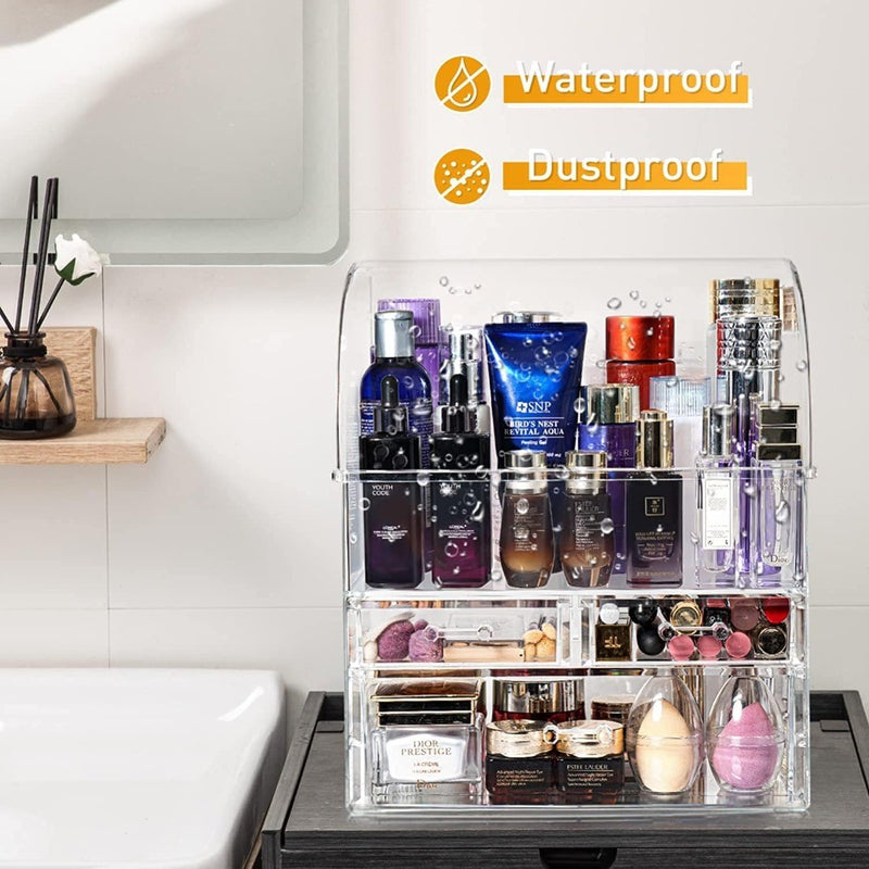 Makeup Organiser Storage, X-Large Acrylic Clear Cosmetics Storage Display Case