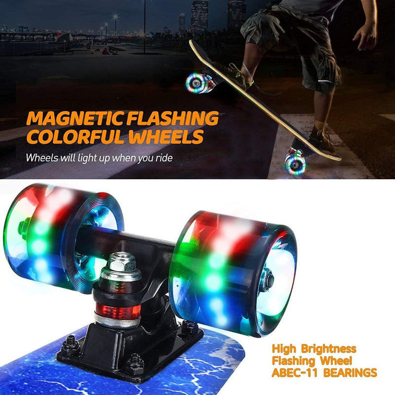 Skateboards with Colorful Flashing Wheels for Beginners 31 x 8 Inch