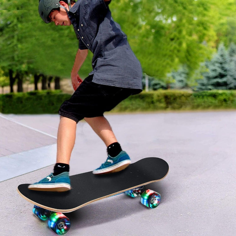 Skateboards with Colorful Flashing Wheels for Beginners 31 x 8 Inch