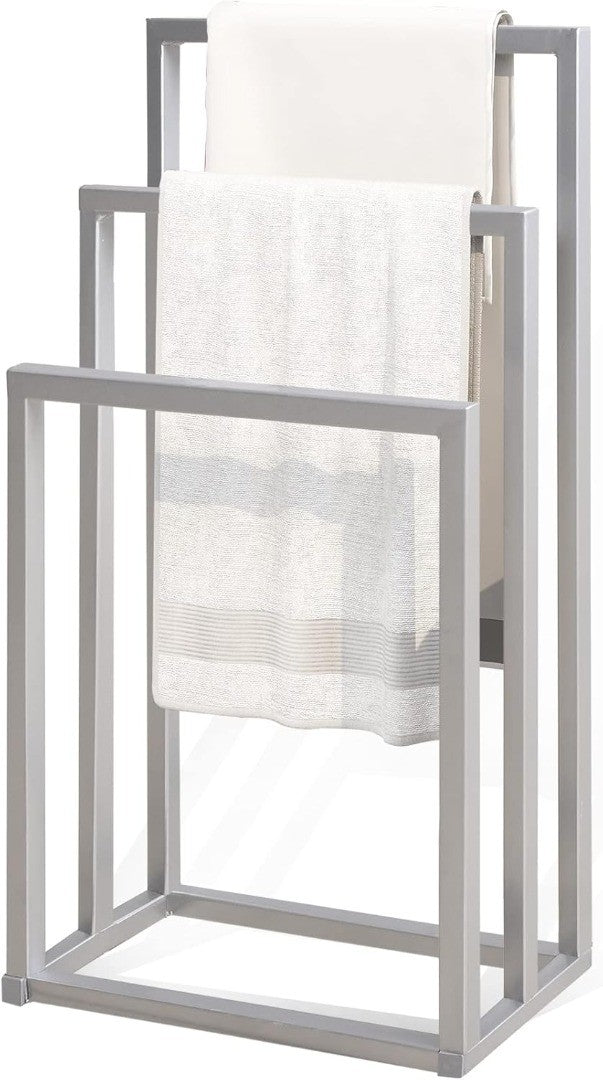 Freestanding Towel Holder 3 Towel Stands Rail Grey