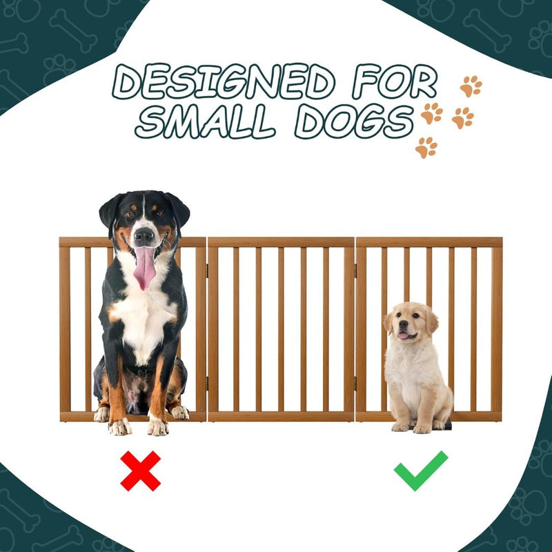 Bamboo Wood Dog Gate Barriers Indoor,3-Panel up to 140cm