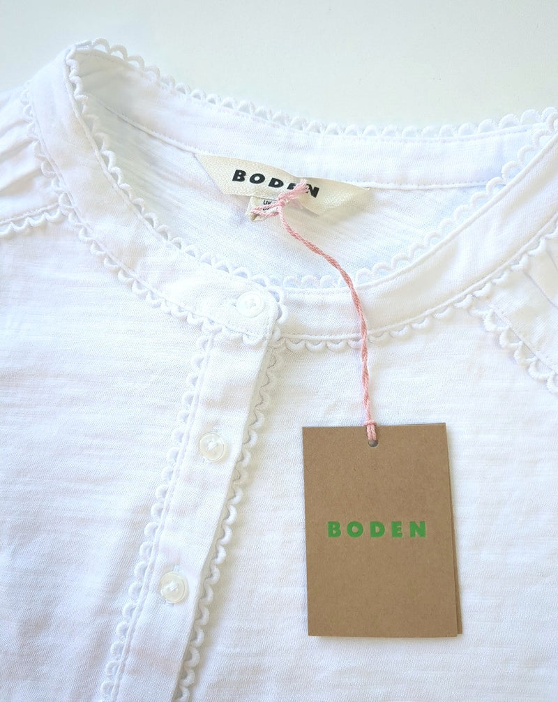 BODEN Pintuck Puff Sleeve Henley UK 12