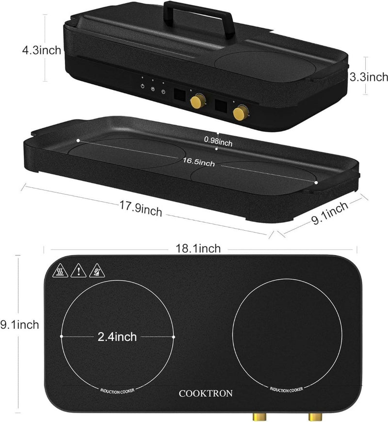 Double Induction Hob with Removable Griddle