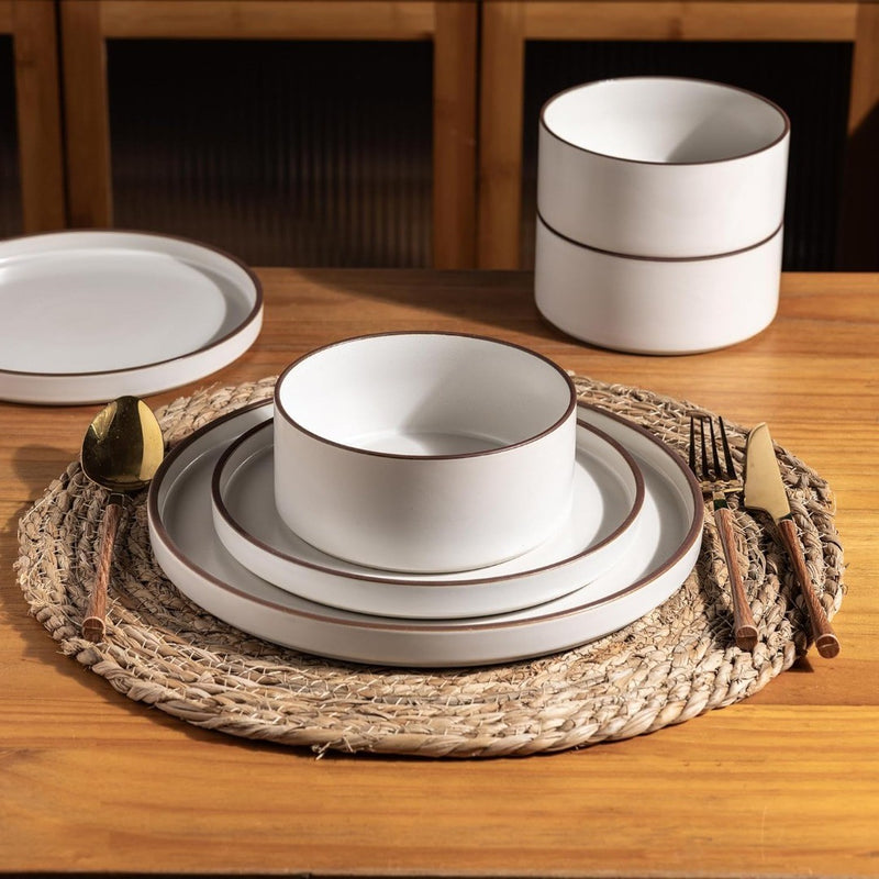 Ceramic Dinnerware Sets for 4,Stoneware Plates and Bowls Sets