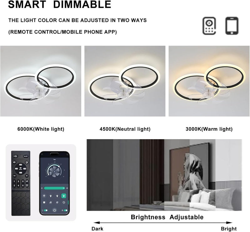 Round Ceiling Fan with Remote Control