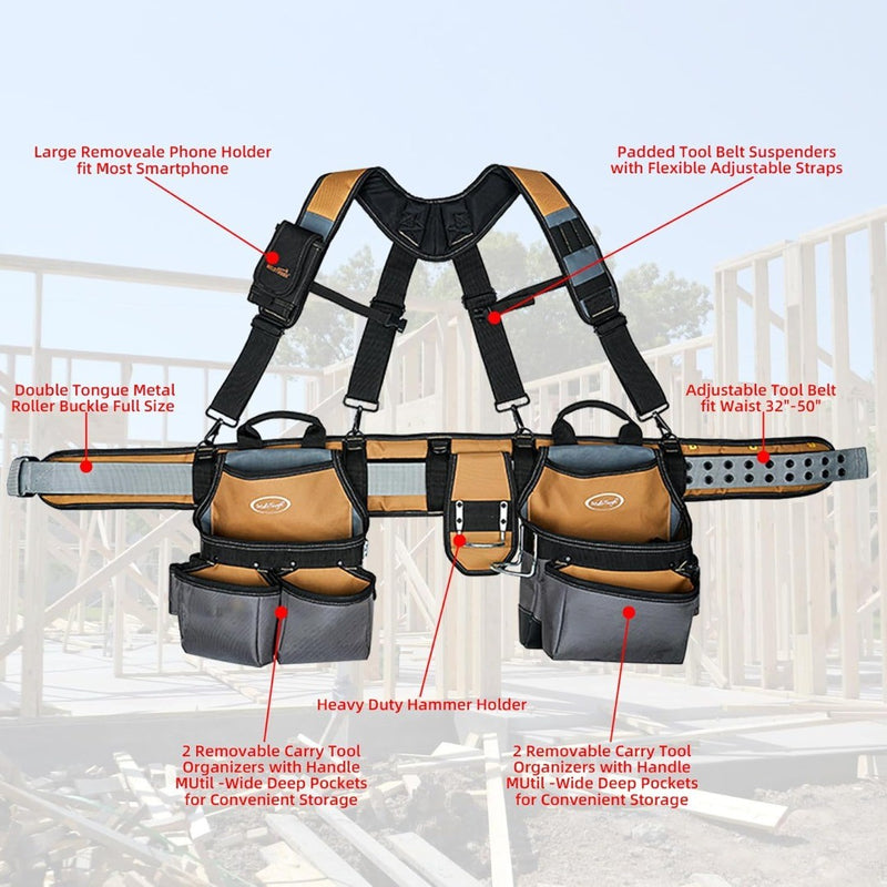 28-Pocket Pro Framer's rig Combo Apron Tool Belt