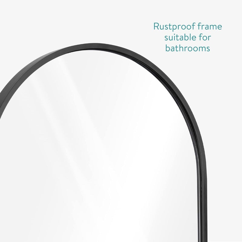 Oval Wall Mirror with Black Rustproof Aluminium Frame  75x38x3cm