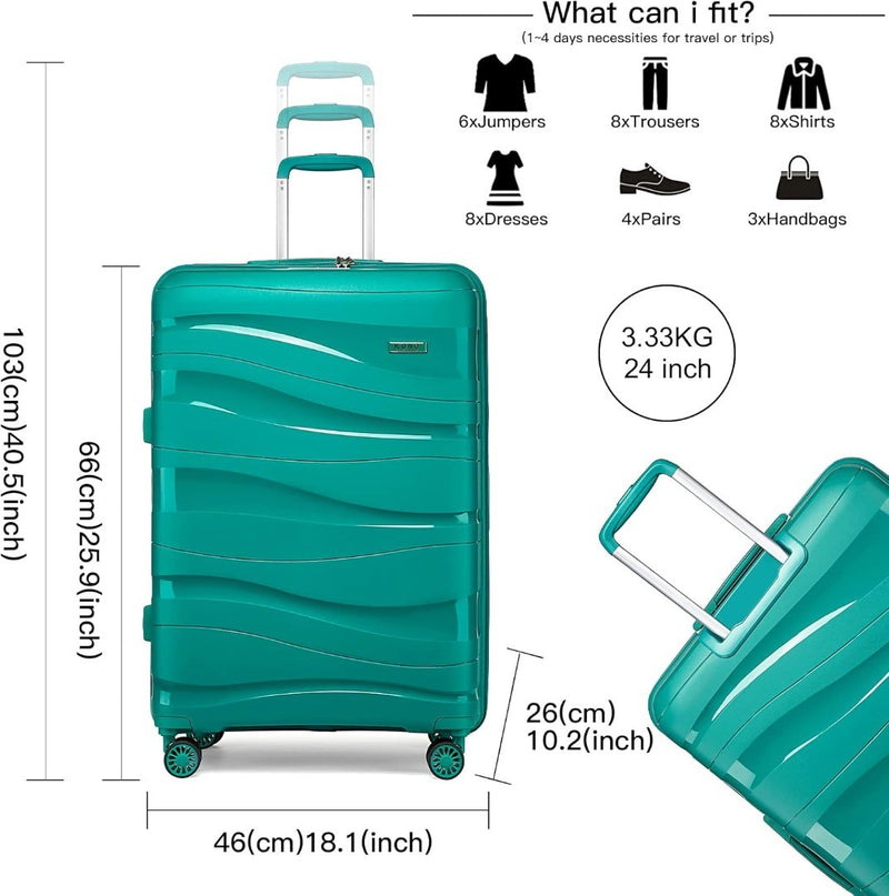 Suitcase with TSA Lock 24" Turquoise