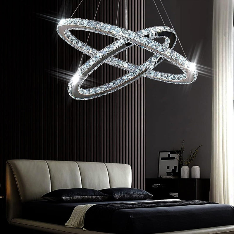 Modern Crystal Chandeliers Oval 2 Rings