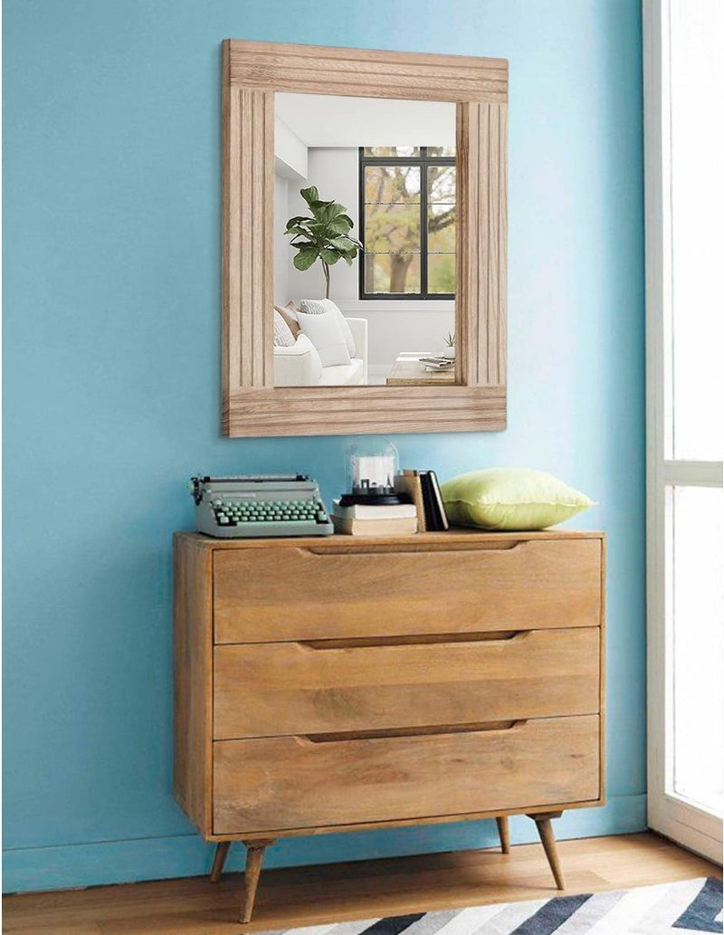 Rectangle Mirror Retro Wooden Wall-Mounted Mirrors, 20"x16"