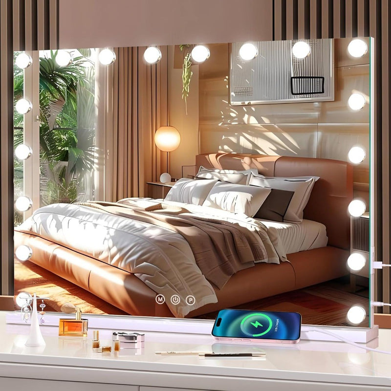 Vanity Mirror with Lights 80 x 60cm Wall Mount