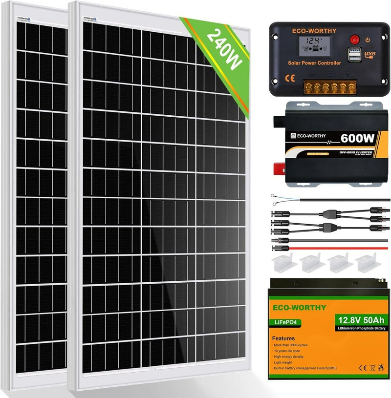 ECO-WORTHY 2 Piece 240W 12V Solar Panel System