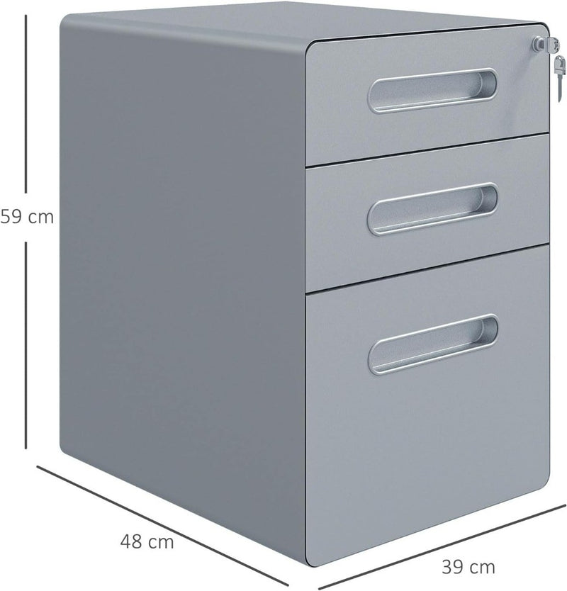 Vinsetto Lockable Cabinet, Rolling Filing Cabinet with 3 Drawers