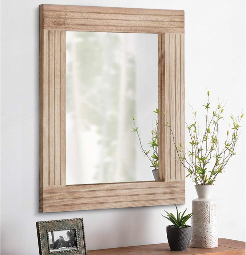 Rectangle Mirror Retro Wooden Wall-Mounted Mirrors, 20"x16"