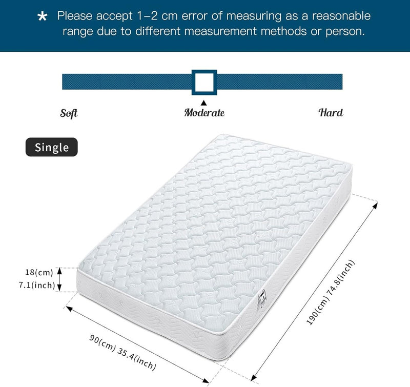 Hybrid Sprung Memory Foam Single Mattress