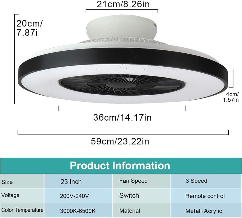 59cm Modern Ceiling Light with Fans and Remote contraol