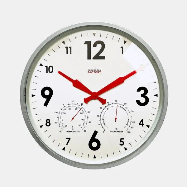 Metal Wall Clock with Thermometer Hygrometer 45cm