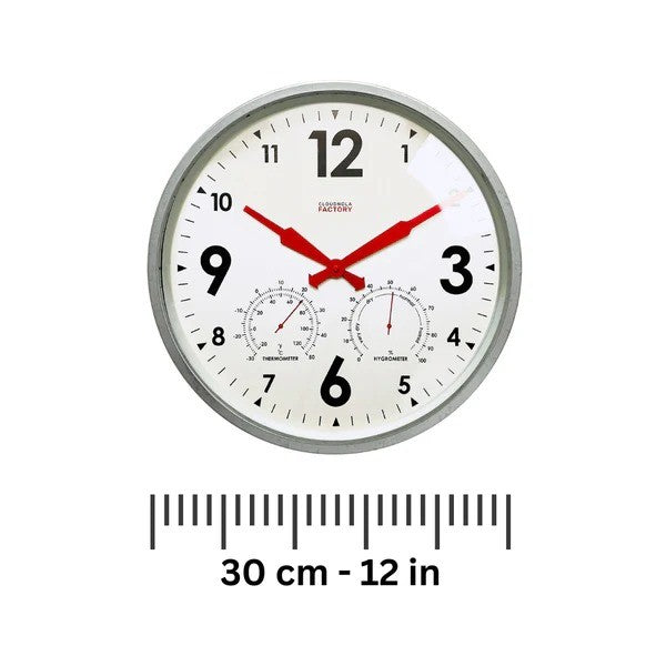 Metal Wall Clock with Thermometer Hygrometer 45cm