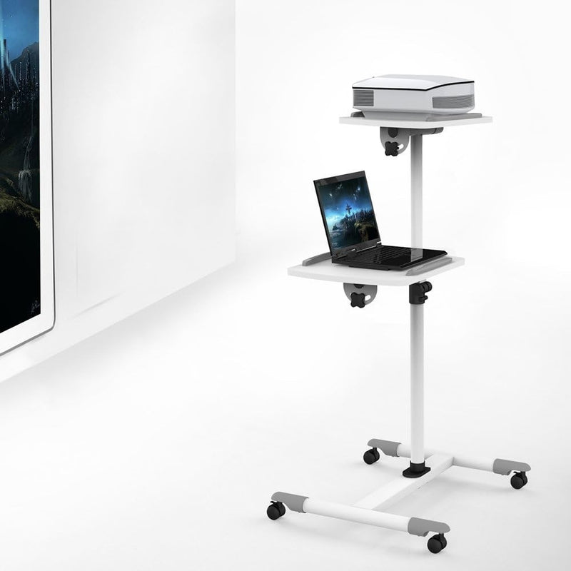 Projector Laptop Cart Split-Top Two Platforms White