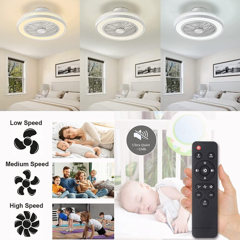 50cm Ceiling Fans with Lights RGB, Color Changing