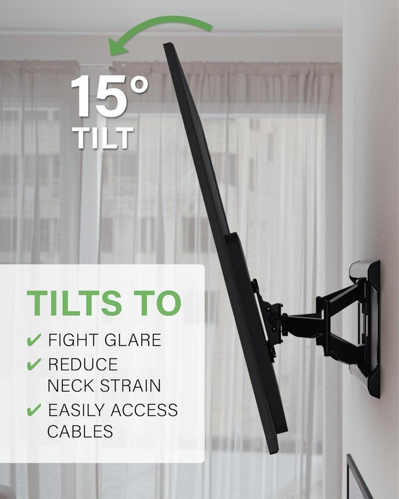 TV Wall Mount Full-Motion for TVs up to 90" Swivel and Tilt Black