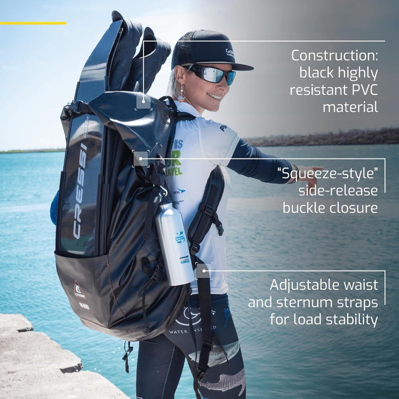 Dry Bag Gara 60LT, Backpack Dry Bag for Diving Fins