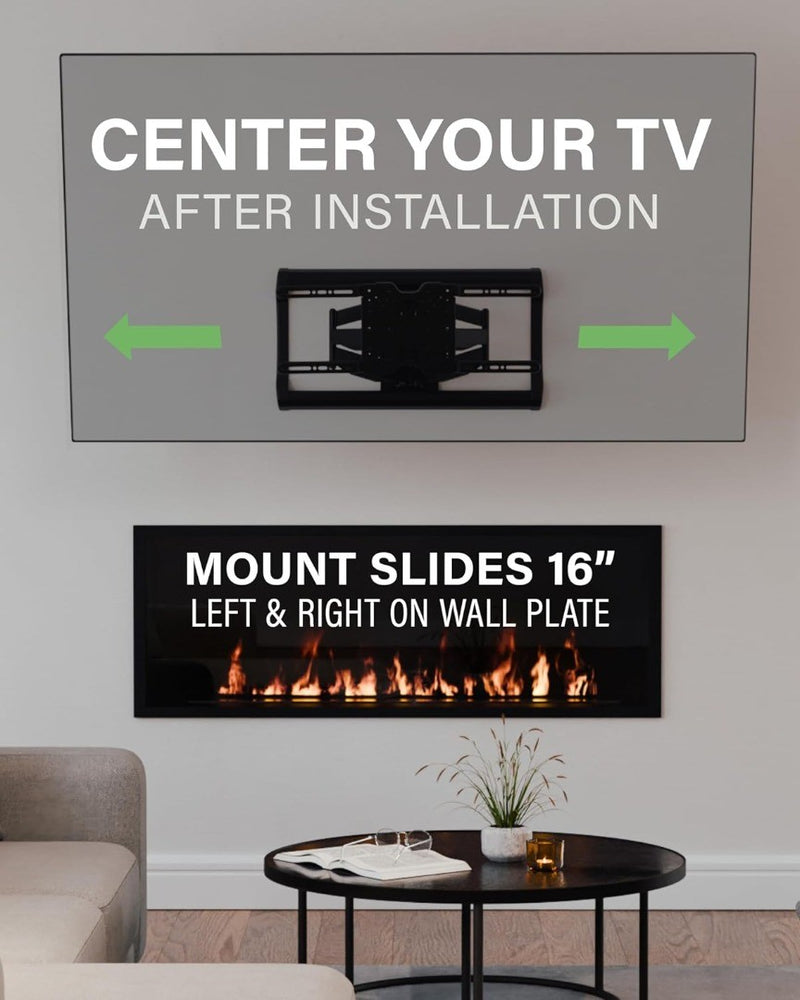 TV Wall Mount Full-Motion for TVs up to 90" Swivel and Tilt Black