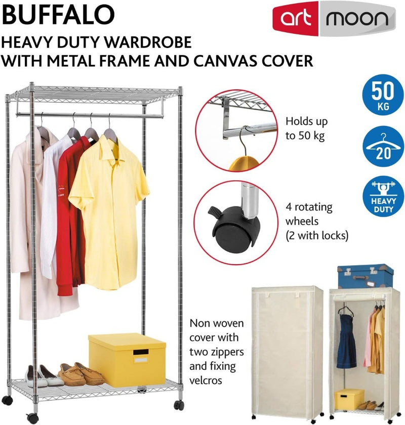 Heavy Duty Wardrobe Steel Clothes Rail