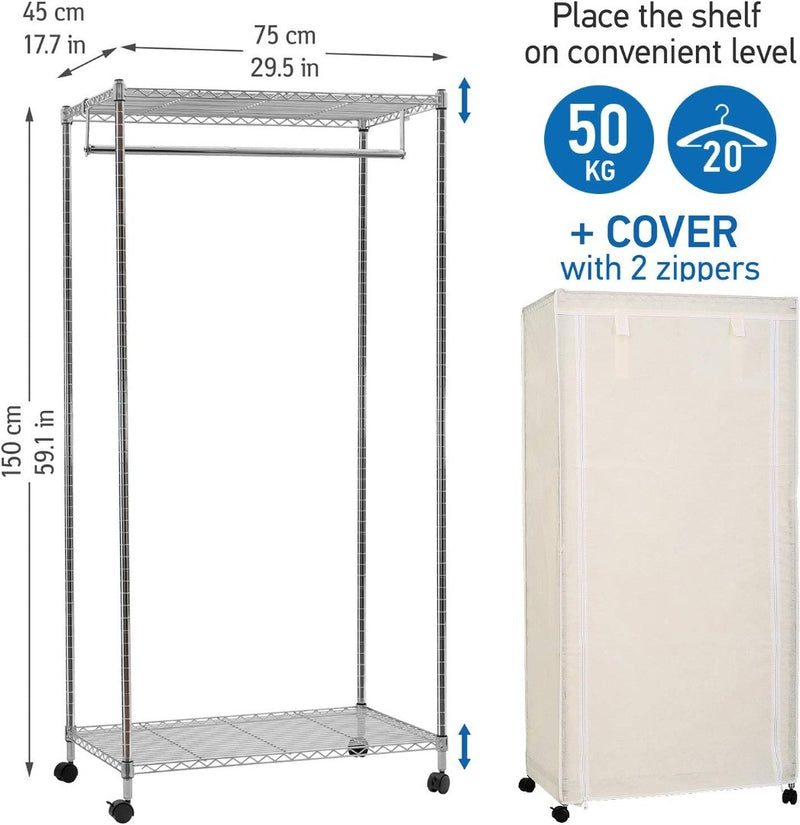 Heavy Duty Wardrobe Steel Clothes Rail