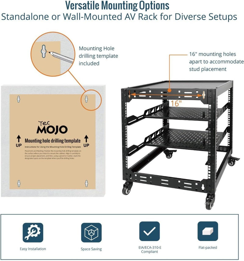 12U Wall Mount Network Rack Open Frame Rack 19"