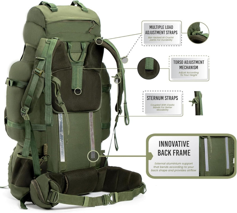 Metal Frame Rucksack, Detachable Bag