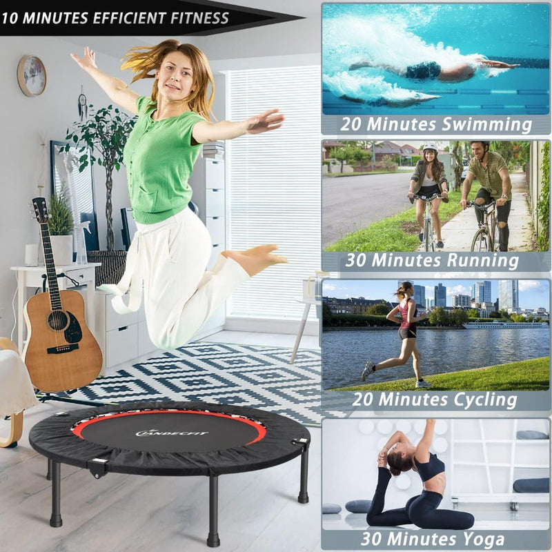 Foldable Fitness Trampoline Mini Portable 40" Red