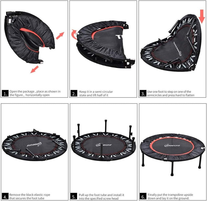 Foldable Fitness Trampoline Mini Portable 40" Red