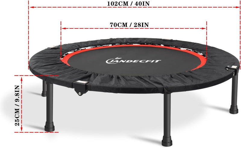 Foldable Fitness Trampoline Mini Portable 40" Red