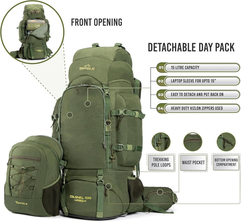 Metal Frame Rucksack, Detachable Bag