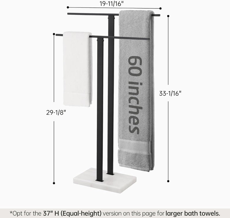 Free Standing Towel Rail with Marble Base, Black