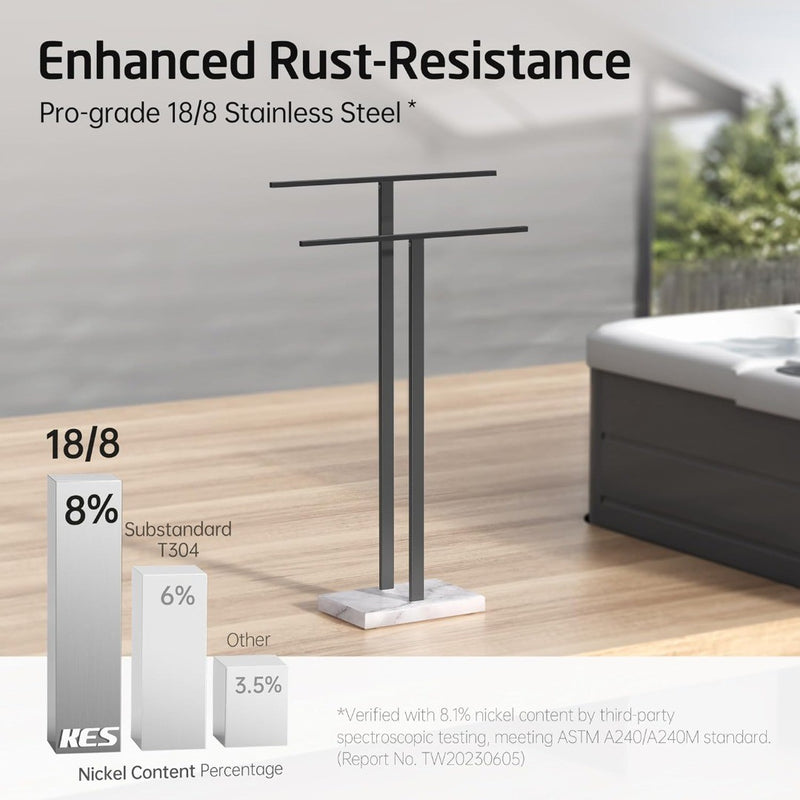 Free Standing Towel Rail with Marble Base, Black