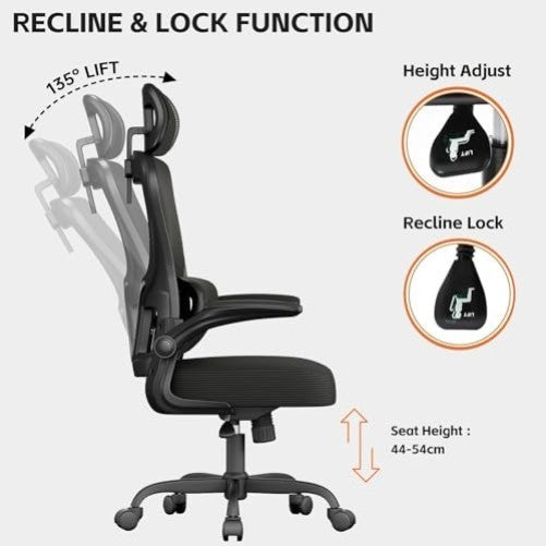 Office Chair with High Back Mesh and Lumbar Support Black